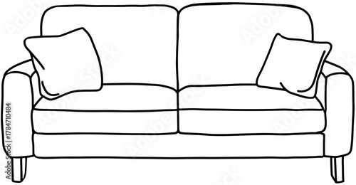 쿠션있는 소파-라인아트