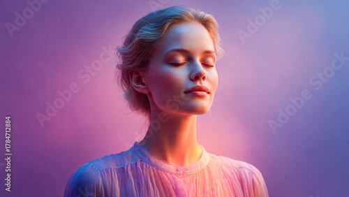 Jeune femme fermant les yeux, concept de relaxation