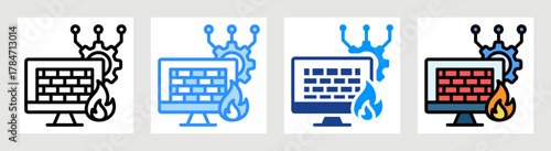 System Firewall Icon Collection Set Multiple Style