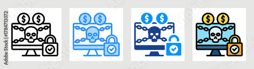 Ransomware Icon Collection Set Multiple Style