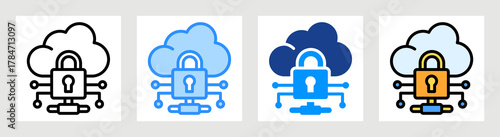 Cloud Encryption Icon Collection Set Multiple Style