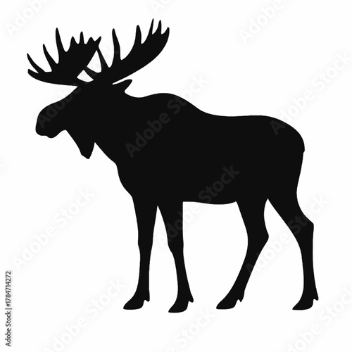 Black and white moose silhouette illustration