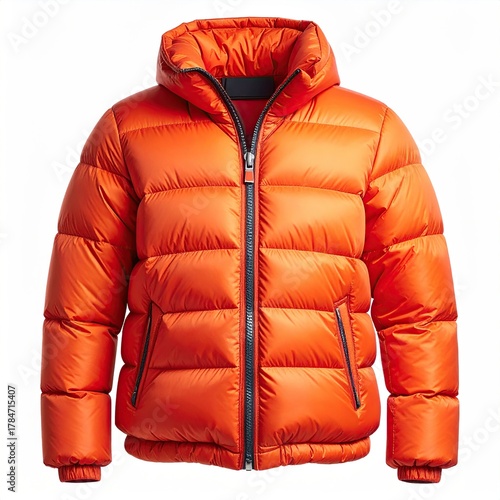 Stay warm in style with this vibrant orange puffer jacket perfect for winter adventures and urban exploration