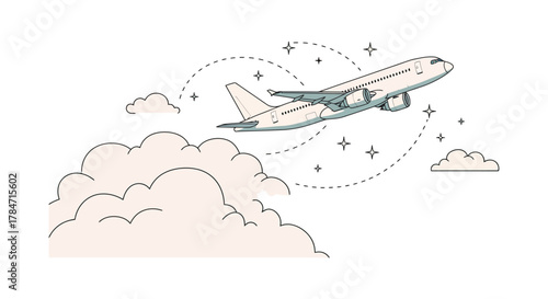 airplane taking off through clouds illustrating air travel safety and adventure perfect for travel blogs airline marketing and aviation innovation