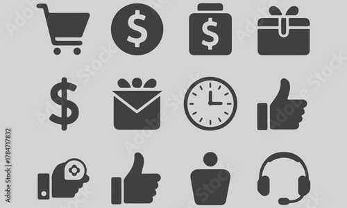 Collection of e commerce and business related icons