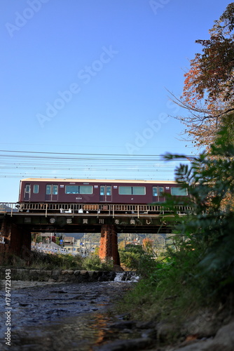 鉄橋を渡る電車