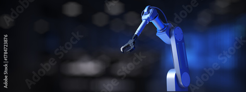 Blue Industrial Robotic Arm Representing Smart Manufacturing and Automation 3d render