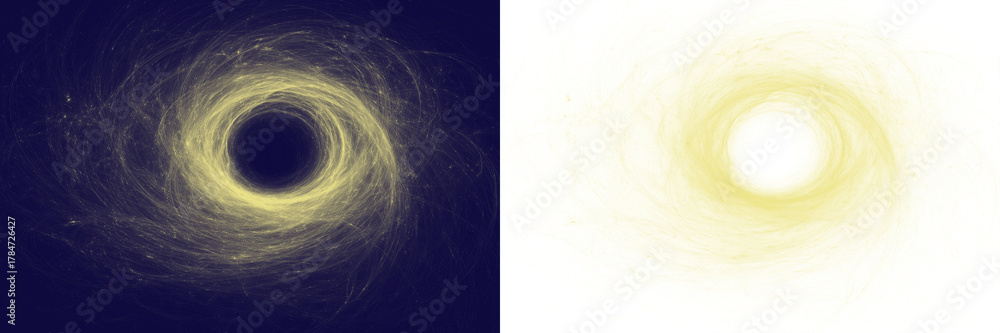 Naklejka premium Glowing yellow circular vortex black background abstract animation swirl energy light effect 