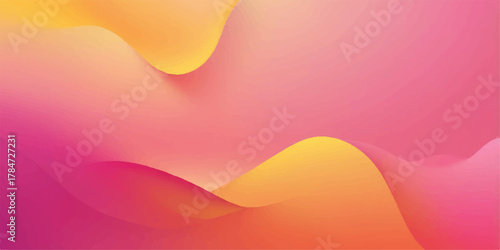 Abstract colorful vector illustration with wavy orange, pink, and yellow hearts in a gradient pattern design backdrop