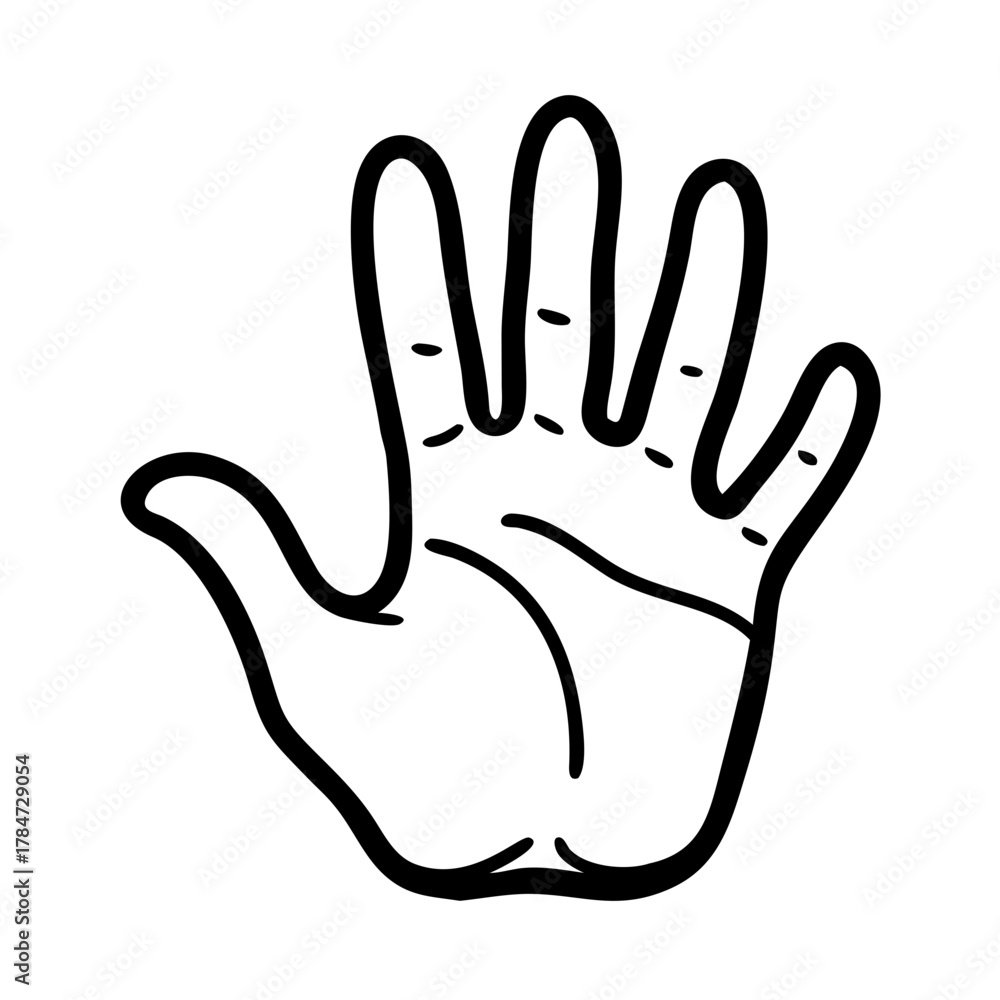 Fototapeta premium Handprint icon on transparent background, minimalistic design, outlining style
