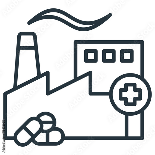 Industrial Pharmacy Outline Icon