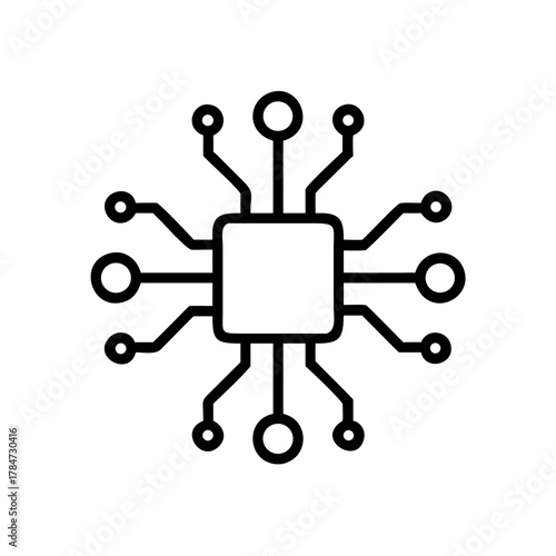 Quantum chip icon on transparent background