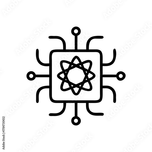 Quantum chip with pattern icon on transparent background