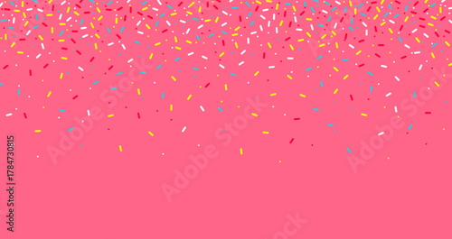 Colorful sprinkles banner background, colorful falling decorative sprinkles background