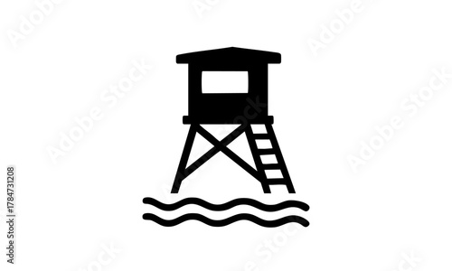 Rettungsturm Symbol – Flaches Vektor-Piktogramm für Wasserrettung und Sicherheit