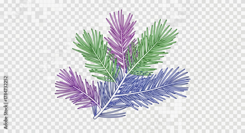 Festive fir branches in vibrant hues create a modern holiday mood, perfect for adding a touch of nature and style to your seasonal designs