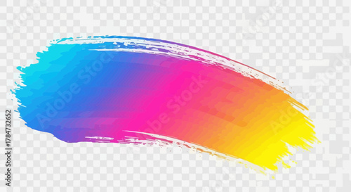 Vibrant rainbow brush stroke element from blue to yellow, perfect for adding a dynamic artistic touch to any design project, originally created as a scalable graphic