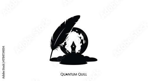 Creative writing inspiration with a quill and globe silhouette