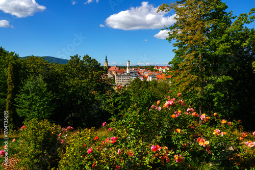 Bystrzyca Klodzka, view on city center with the town hall and church tower