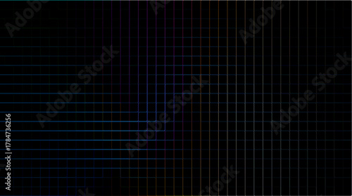Obraz na plátně Hypnotic dark digital grid with a mesmerizing central glow forming a concentric square pattern, perfect for futuristic and enigmatic visuals; this image for graphic design, UI, UX