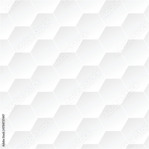 Seamless white hexagonal pattern with subtle gradient shading creating a modern and clean geometric background texture