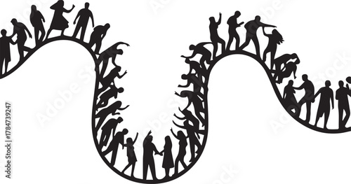 World aids day ribbon silhouette people unity awareness support compassion message