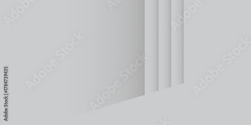 Panoramic geometric shapes on abstract white background