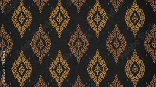 Golden Majesty Elegant Black & Gold Ikat Design
