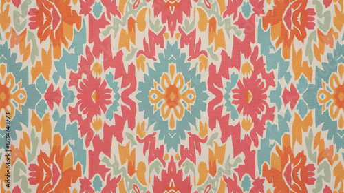 Tropical Radiance Colorful Ikat Fabric Art