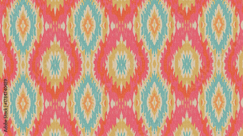 Tropical Radiance Colorful Ikat Fabric Art