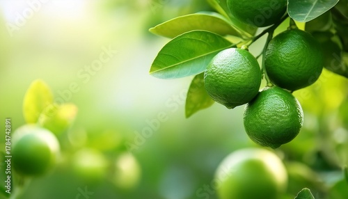 Wallpaper Mural Ripe Green Limes On Tree Copy Space Torontodigital.ca