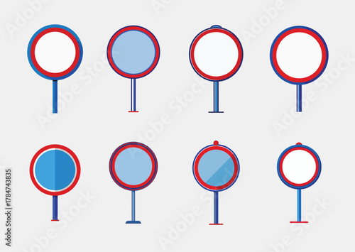 Collection of Round Prohibition Sign Vectors on Light Gray Background, Creative Design