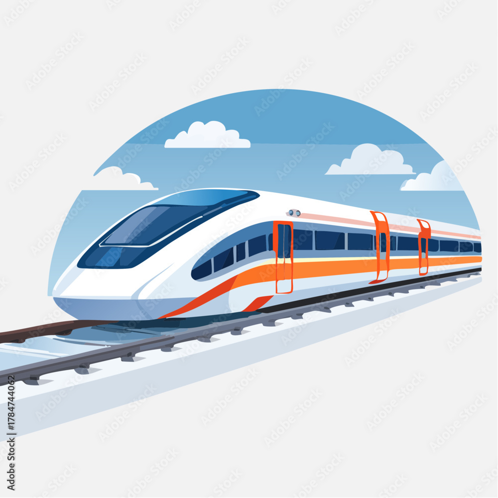 Naklejka premium Bullet Train High-Speed Rail Vector