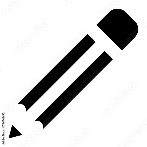 Pencil diagonal solid black vector silhouette icon.