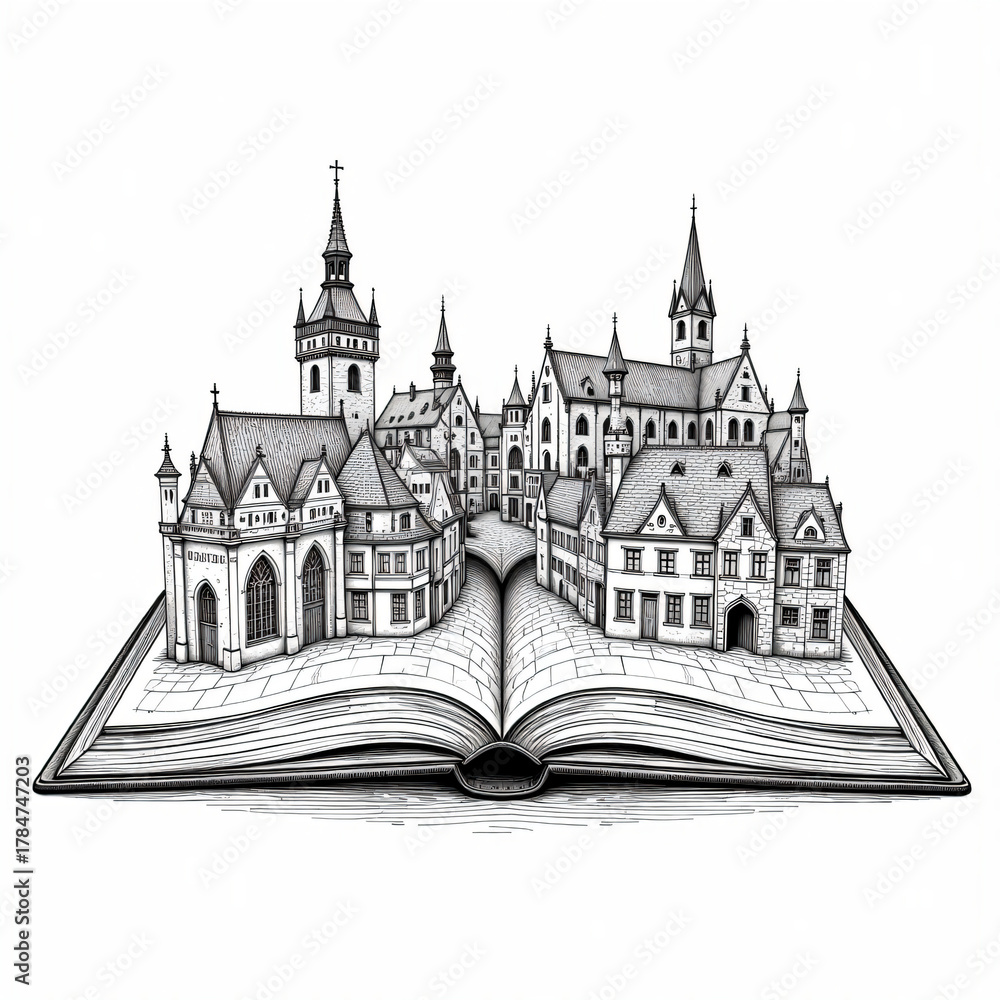 Obraz premium vector illustration of old castle