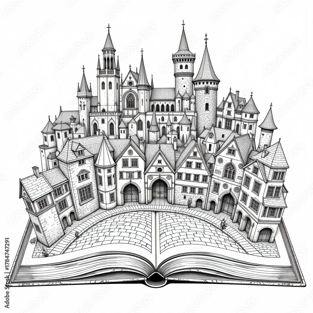 Obraz premium vector illustration of old castle
