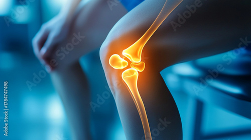 Close-up of knee injection procedure in clinical environment medical facility macro view