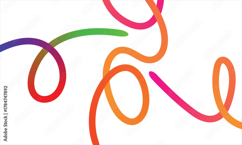 Obraz premium Colorful, Abstract, Wavy Lines Creating a Swirling, Dynamic Pattern on a White Background - An Artistic Representation of Flow and Movement