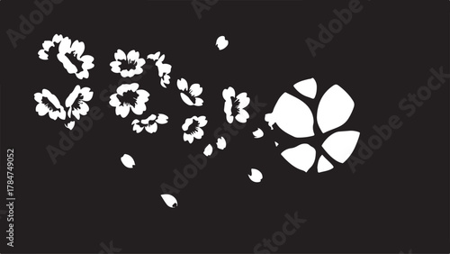 Blowing Flower Petals Silhouette Vector Illustration background