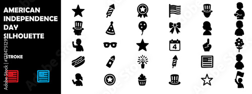 Photos American Independence Day Silhouette Vector Set – Patriotic Parade, Fireworks, a