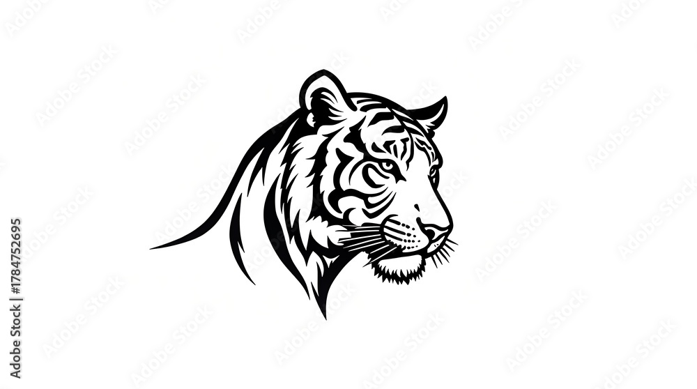 Fototapeta premium Roaring Tiger's Black and White Portrait