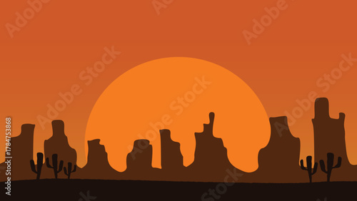 Sunset dry desert hot weather mountains cactus