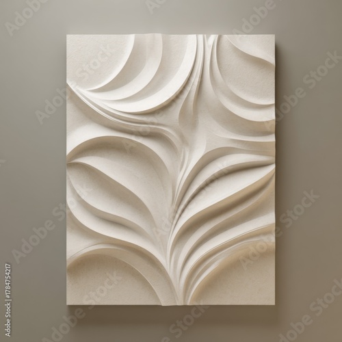 Elegant textural relief artwork with flowing curves and soft shadows for modern interior design inspiration and decor ideas