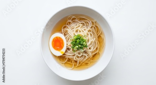 Delicious Ramen Bowl with Egg and Green Onions, a Simple and Appealing Asian Dish