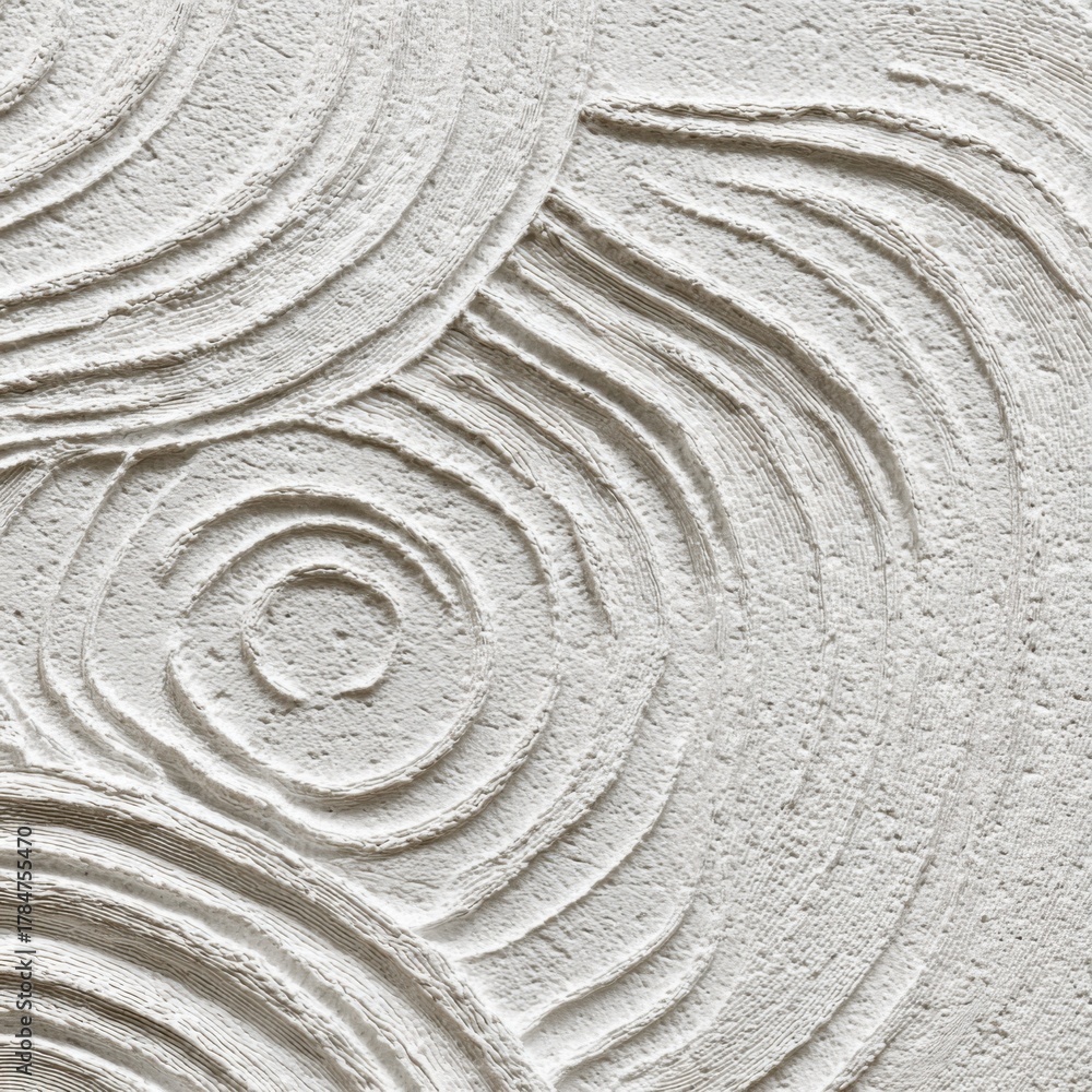 Fototapeta premium Abstract Textured Wall with Swirling Patterns and Ripples in White Tone, Modern and Minimalist Design Element for Decor