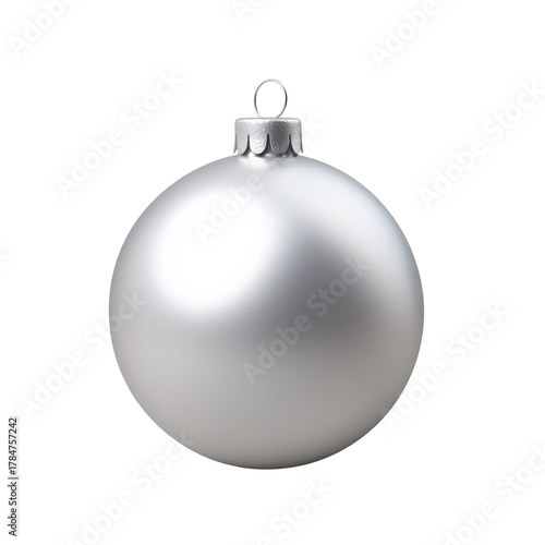 Silver Christmas Ornament Ball. Festive Holiday Decoration For Seasonal Celebrations Isolated On Transparent Background