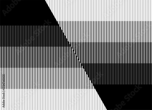 Vector black and white striped background with place for text in retro style. Modern pattern of parallel lines for advertising, interior, packaging. Design element. Stripes. Halftone