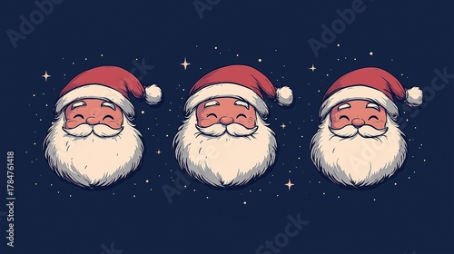 Santa Claus Portraits on Starry Background
