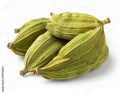 Wallpaper Mural Close-up of four green cardamom pods, arranged on white Torontodigital.ca