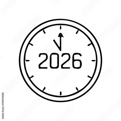 Celebrating the vibrant countdown to 2026, a momentous occasion ushering in a fresh start and new beginnings, beautifully depicted as a minimalist clock icon